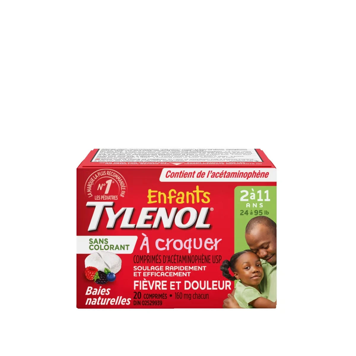 Comprimés à croquer sans colorant pour enfants, pour la fièvre et la douleur, saveur naturelle de petits fruits