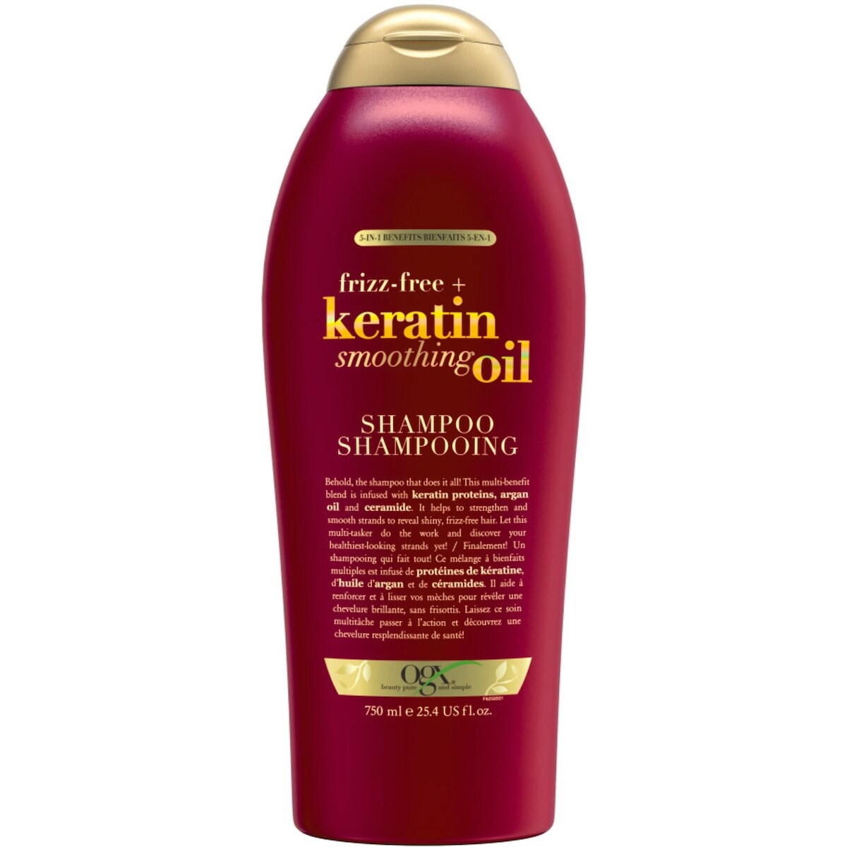 Shampooing fortifié Keratin Smoothing Oil pour cheveux frisottants