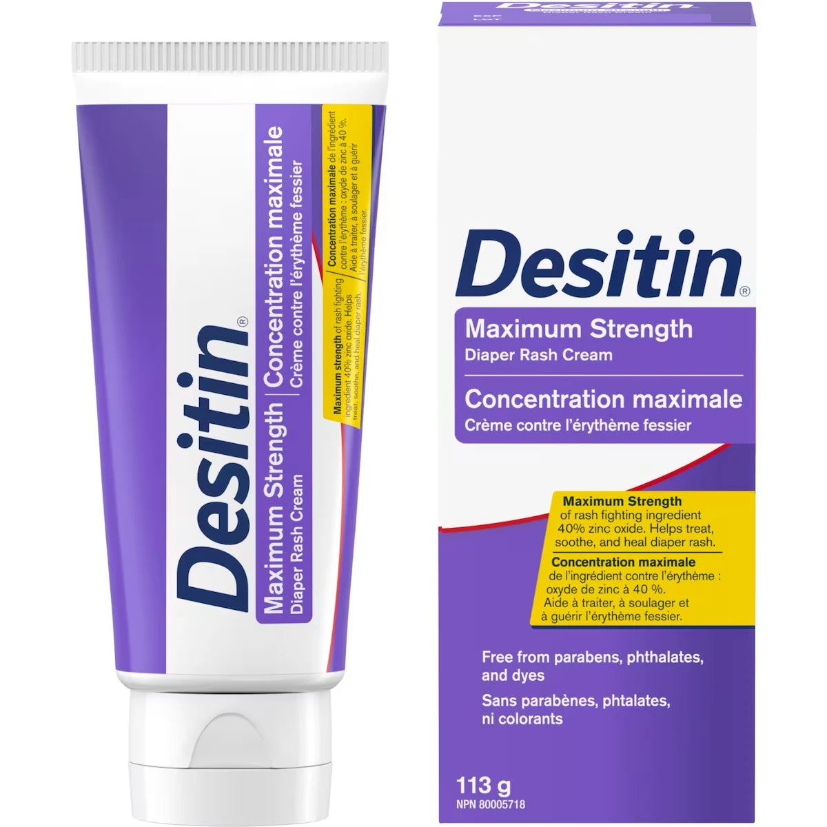 Crème contre l’érythème fessier pour bébés Force maximale, 40 % d’oxyde de zinc