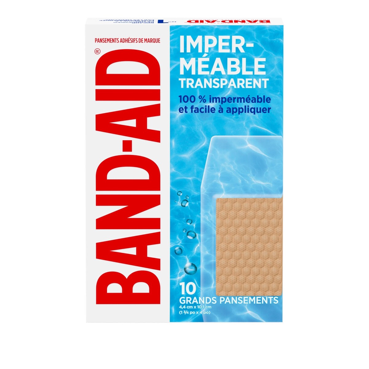 Grands pansements adhésifs imperméables et transparents, un format
