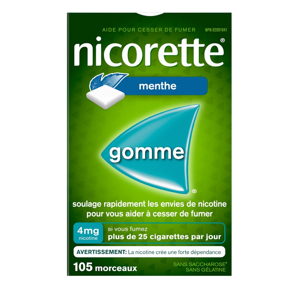 Gomme à 4 mg de nicotine, saveur de menthe Frissons extrêmes