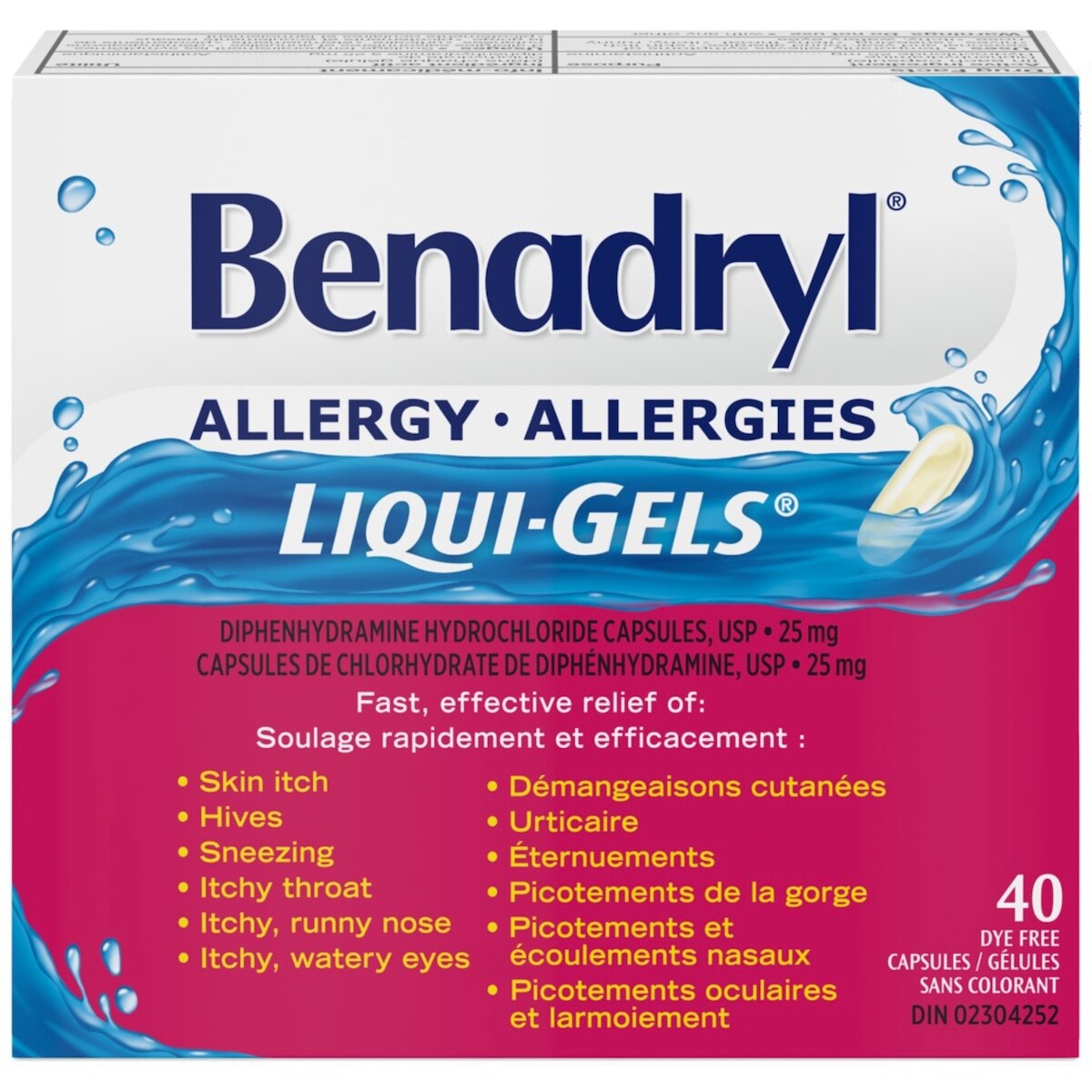 Médicament contre les allergies, gélules, 25 mg