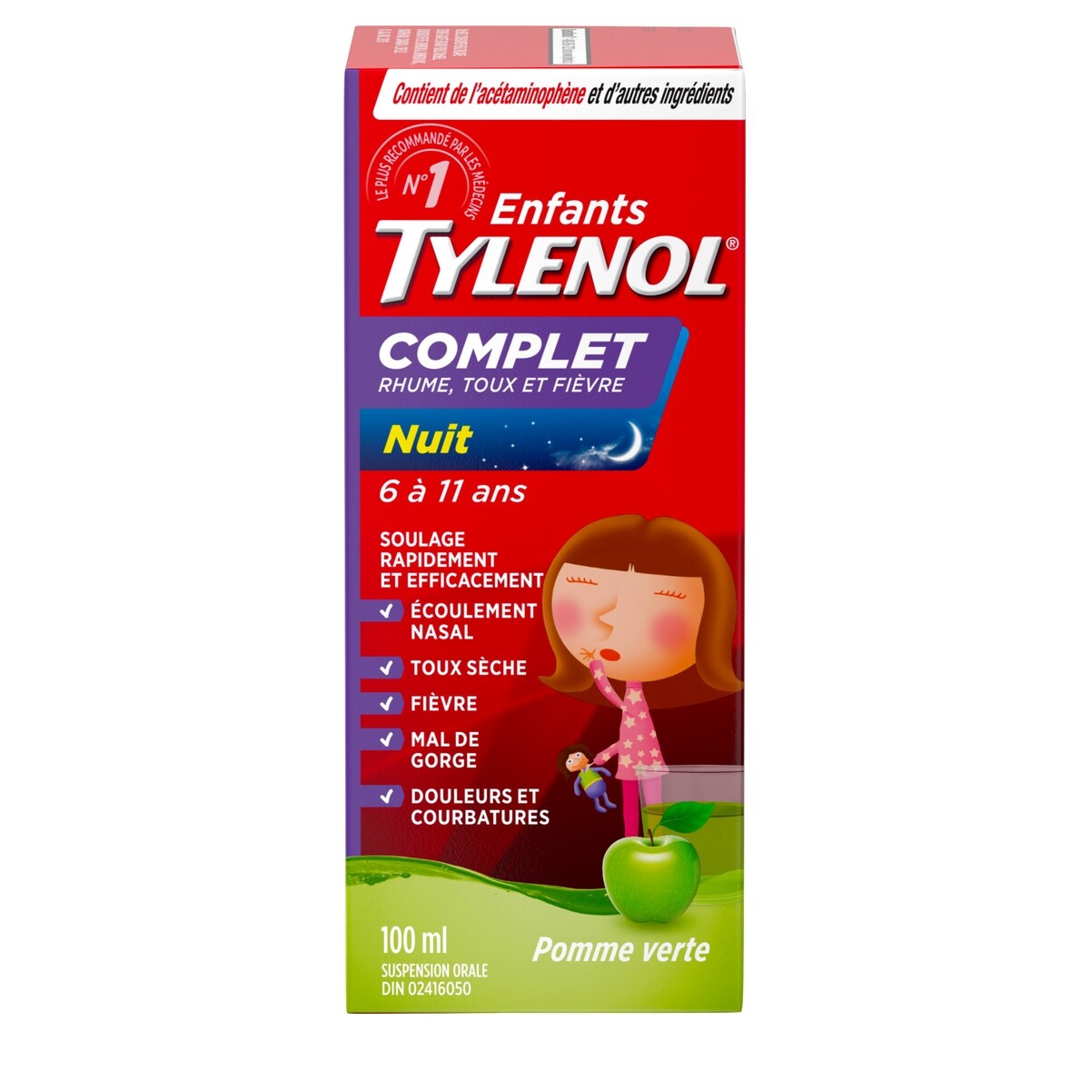 Complet, suspension orale pour enfants, rhume, toux et fièvre, pomme