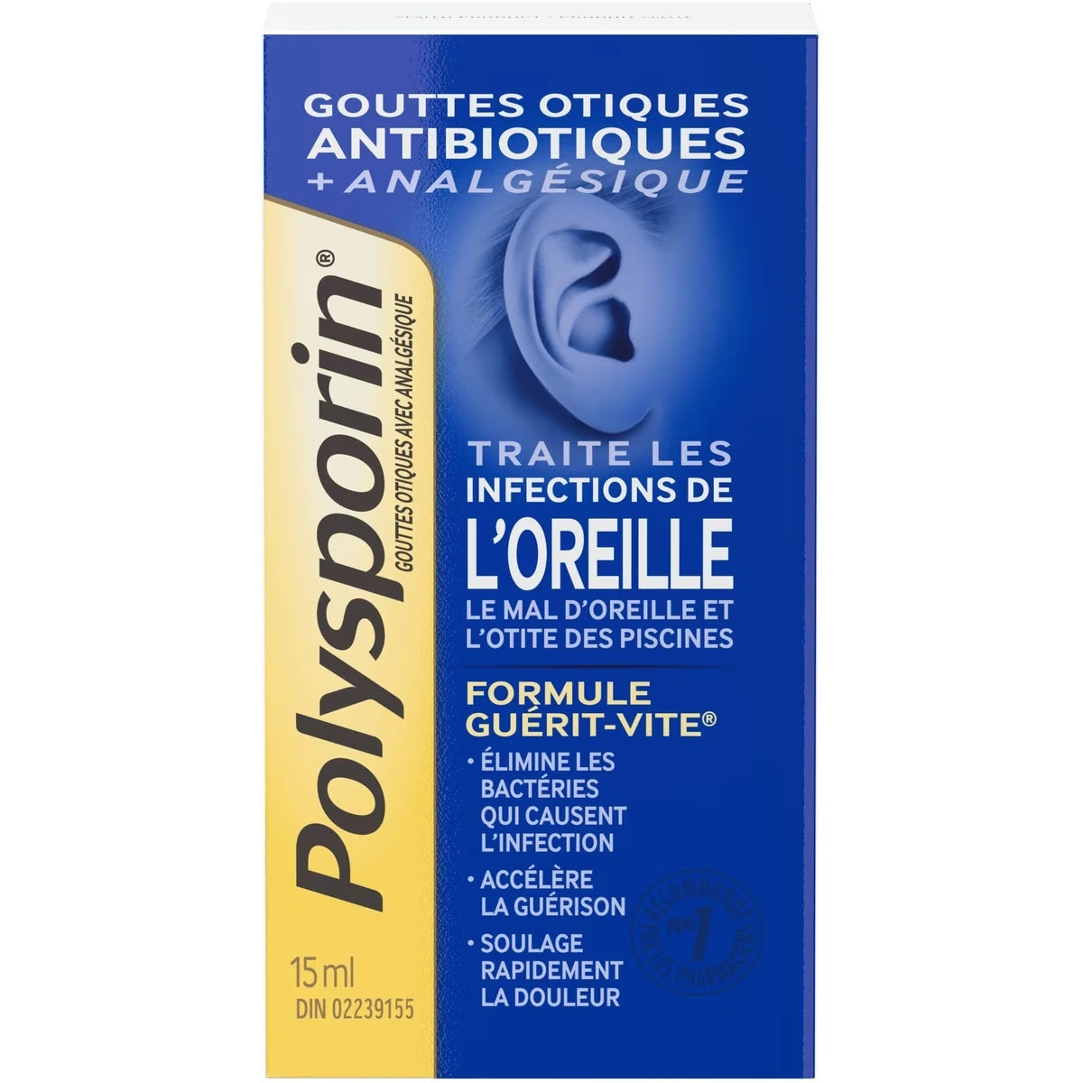 Gouttes otiques + analgésique, 15 ml