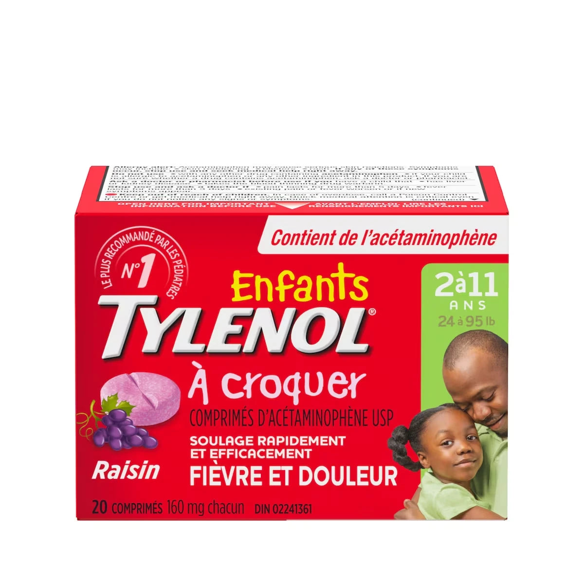 Comprimés à croquer pour enfants, fièvre et douleur, raisin