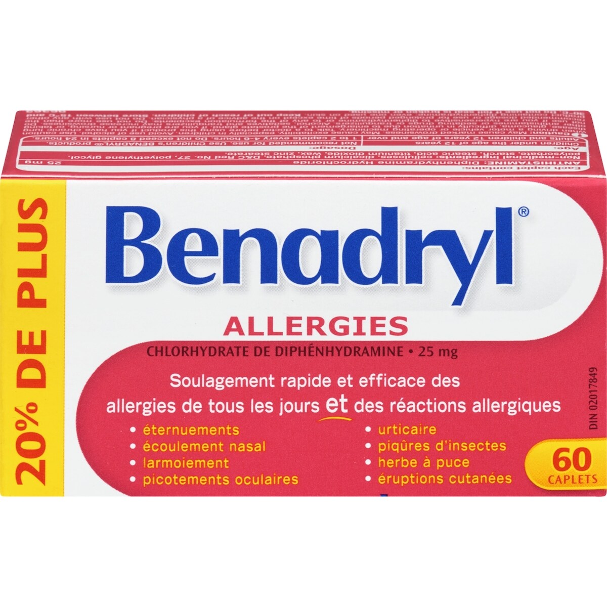 Médicament contre les allergies, 25 mg