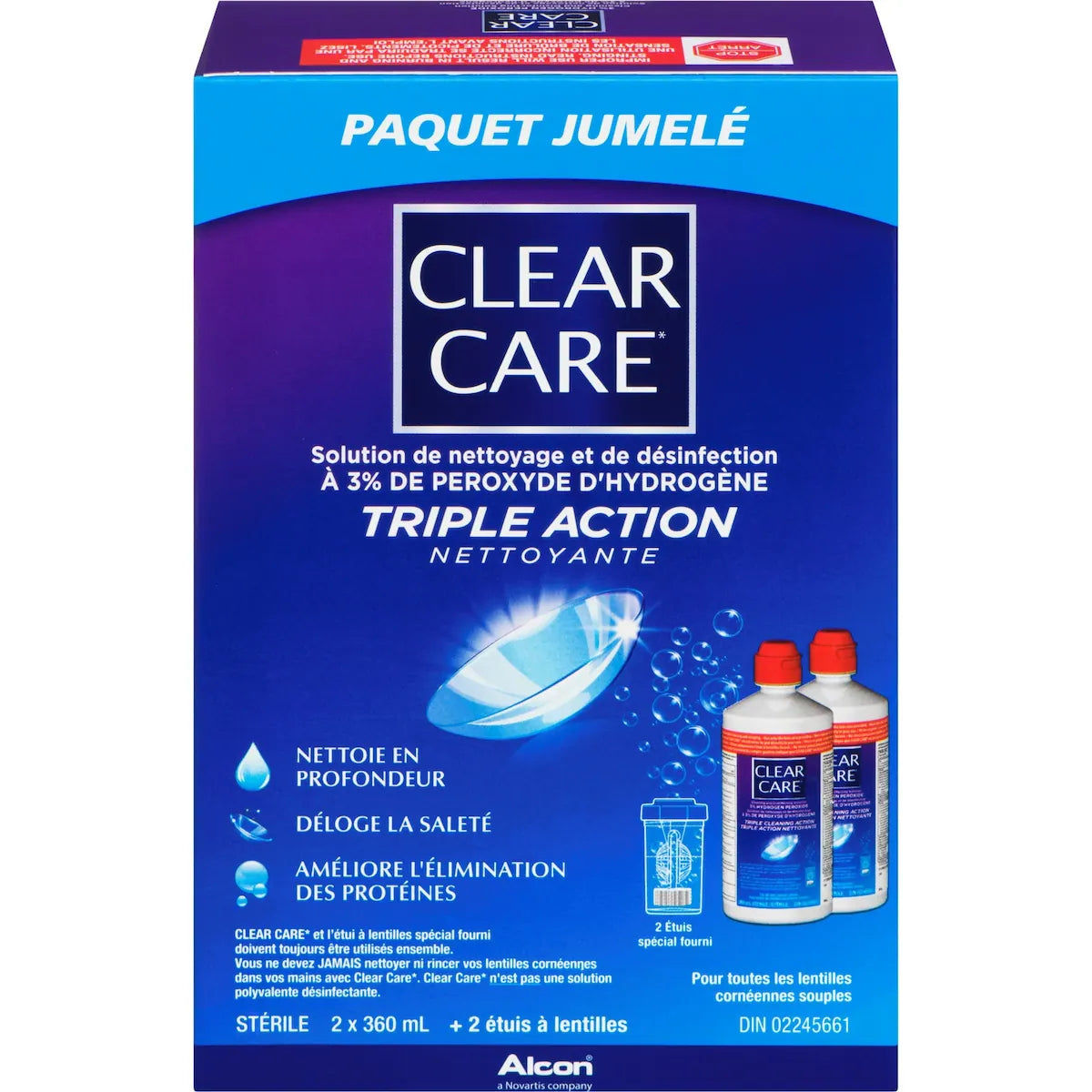 Solution polyvalente pour lentilles cornéennes avec peroxyde d’hydrogène Paquet Jumelé