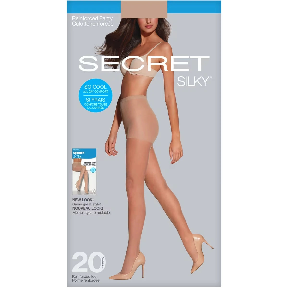 Bas culotte, diaphane culotte renforcée avec pointe renforcée et HeiQ - B