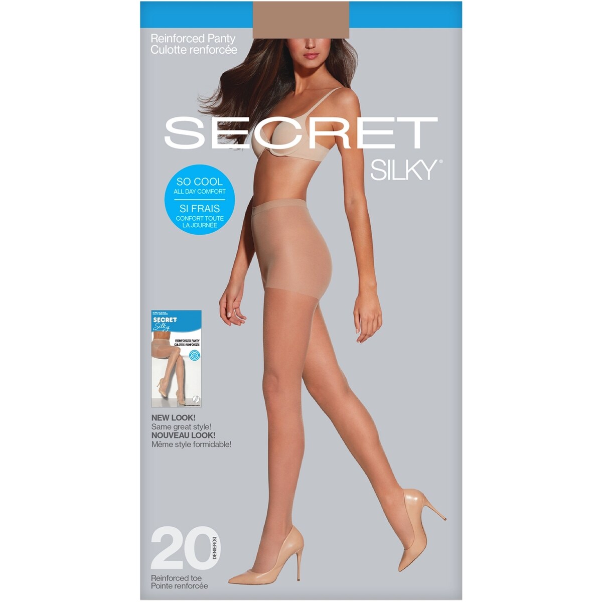 Bas culotte, diaphane culotte renforcée avec pointe renforcée et HeiQ - C