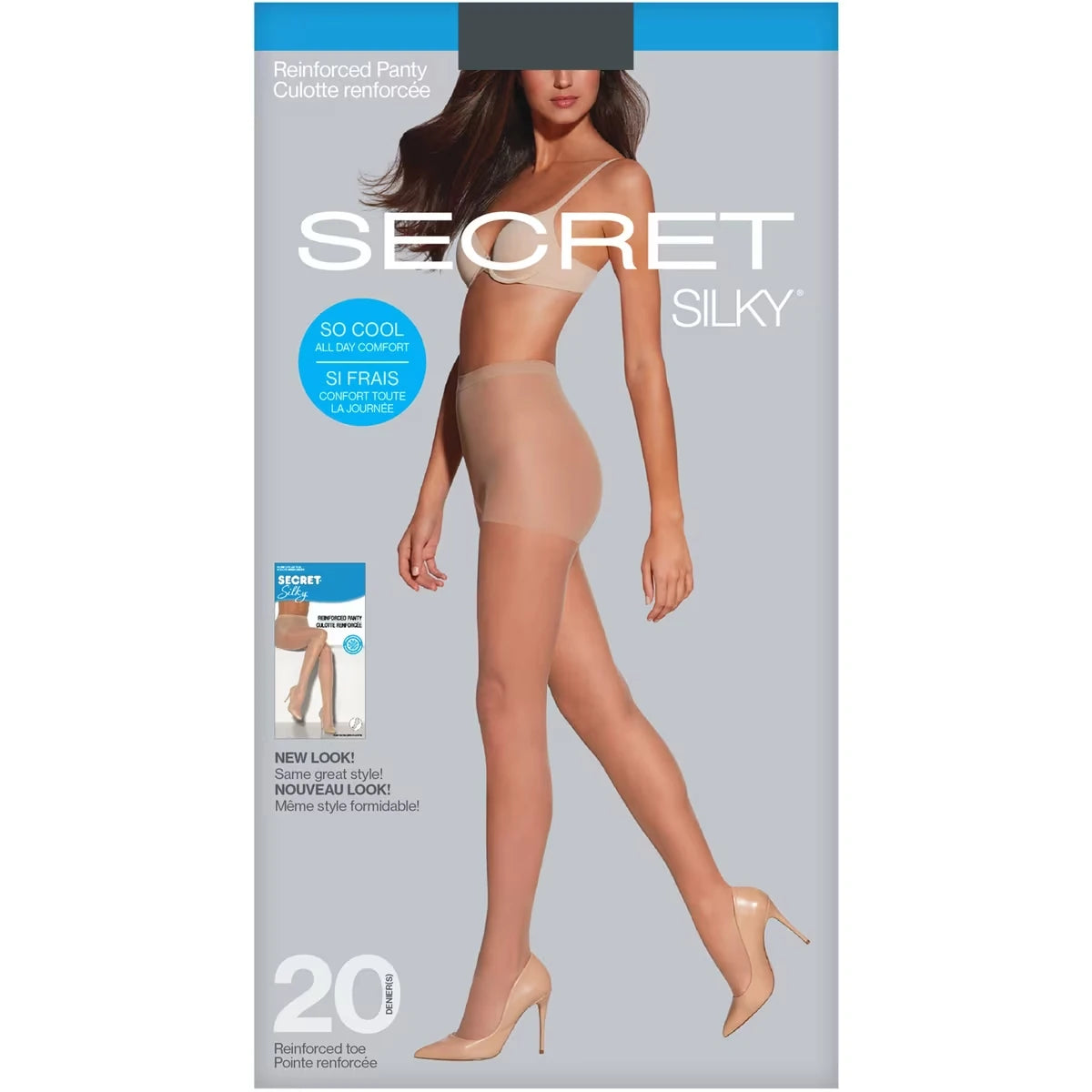 Bas culotte, diaphane culotte renforcée avec pointe renforcée et HeiQ - C