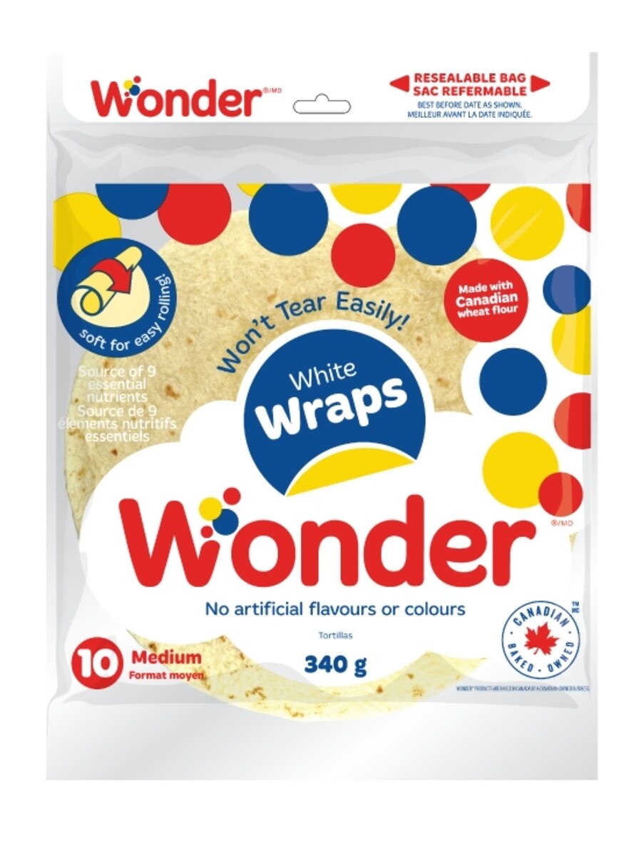 Tortillas de farine blanche Wrap Me, 10 moyennes tortillas