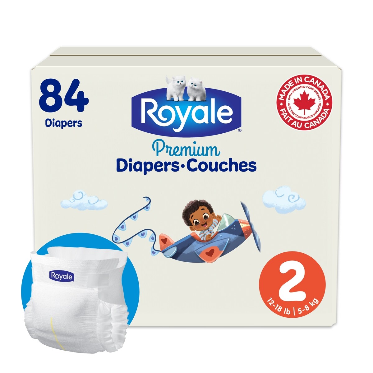 Couches Premium, Très grand format, Taille 2 - 84 couches, Couches jetables pour bébé