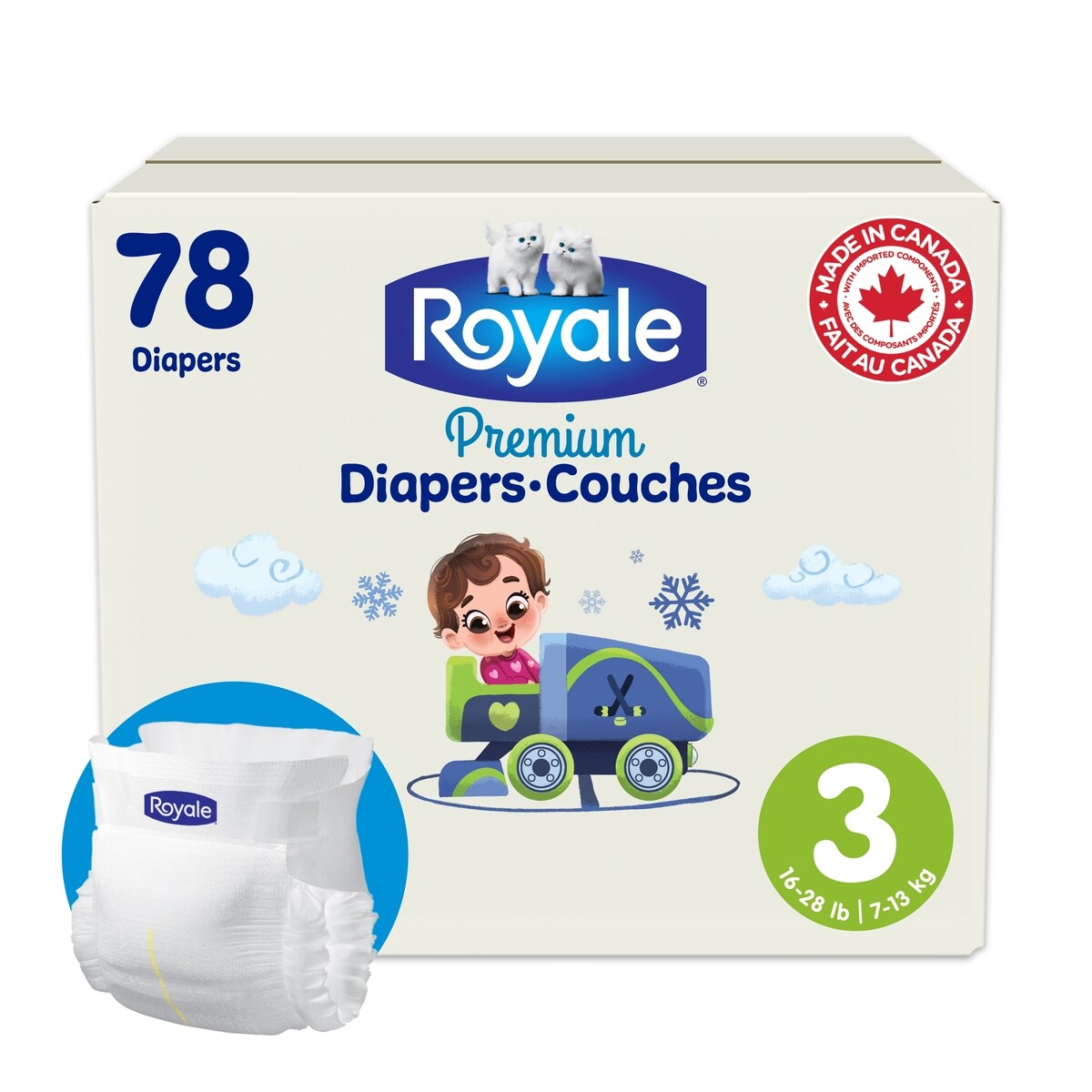 Couches Premium, Très grand format, Taille 3 - 78 couches, Couches jetables pour bébé