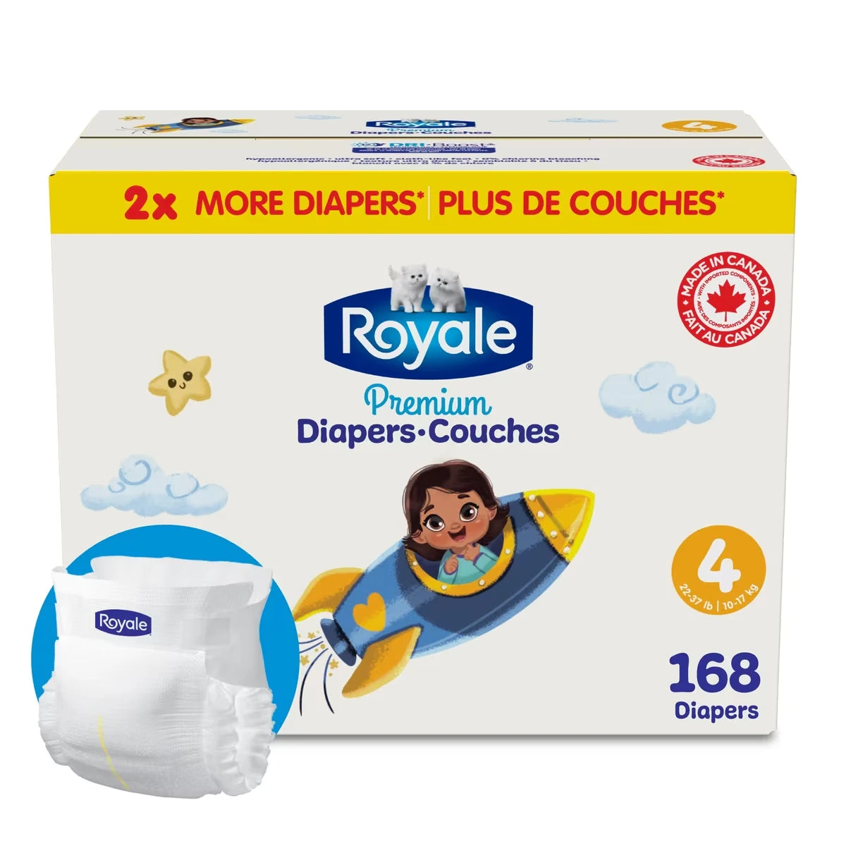 Couches Premium, Taille 4 - 168 couches, Couches jetables pour bébé