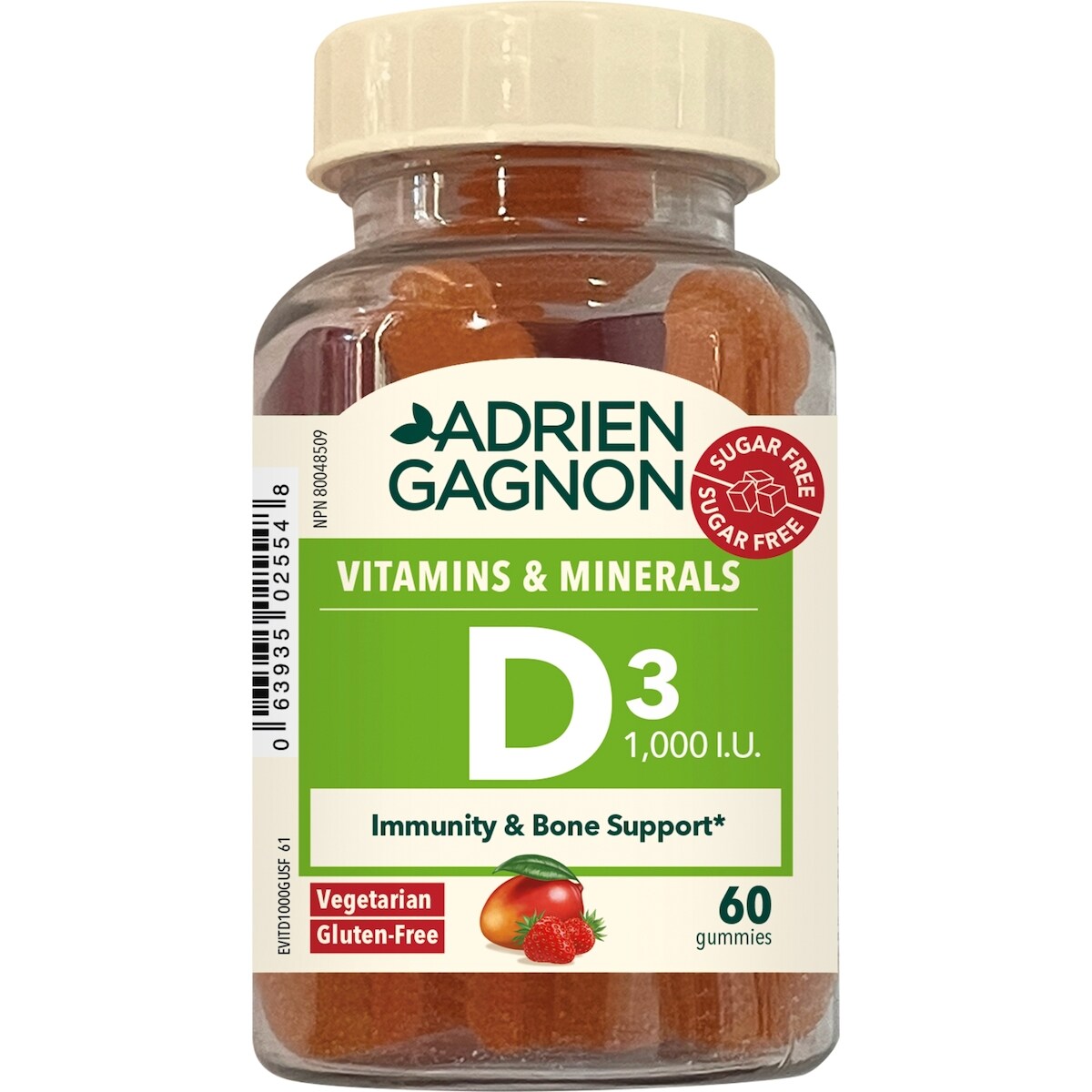 Vitamin D3 1000 UI gum sans sucre