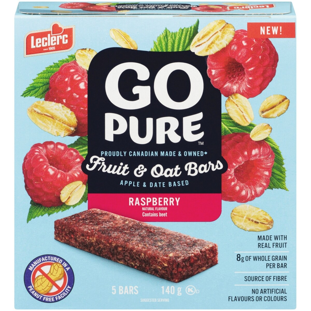 Barres fruits et avoine Go Pure, framboise