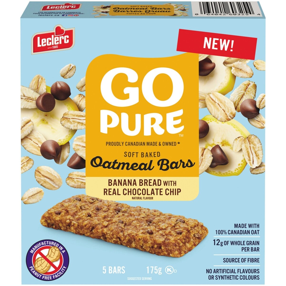 Go Pure barres gruau cuites au four pain aux bananes et brisures de chocolat