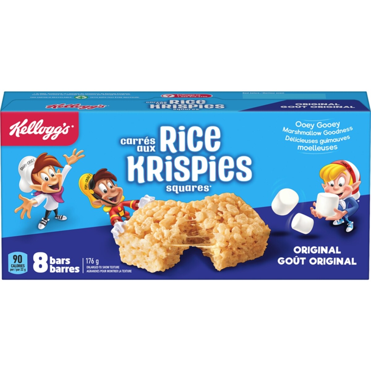 Barres Carrés aux Rice Krispies Goût original, 8 barres de céréales
