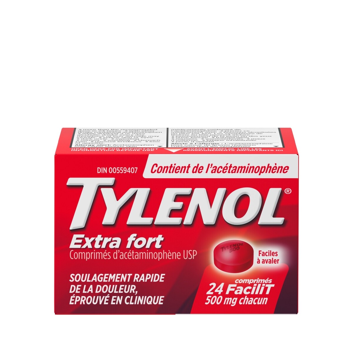Acétaminophène à 500 mg, analgésique, extra fort, comprimés FaciliT