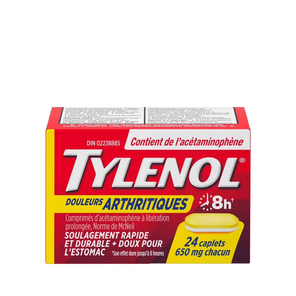 Acétaminophène à 650 mg, douleurs arthritiques, caplets
