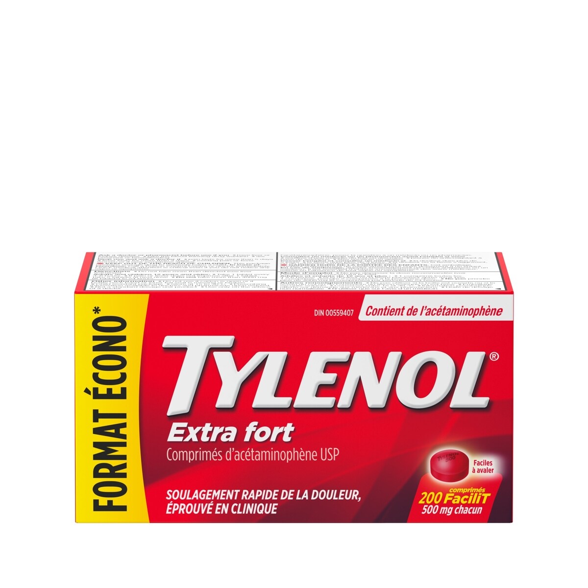 Acétaminophène à 500 mg, analgésique, extra fort, comprimés FaciliT