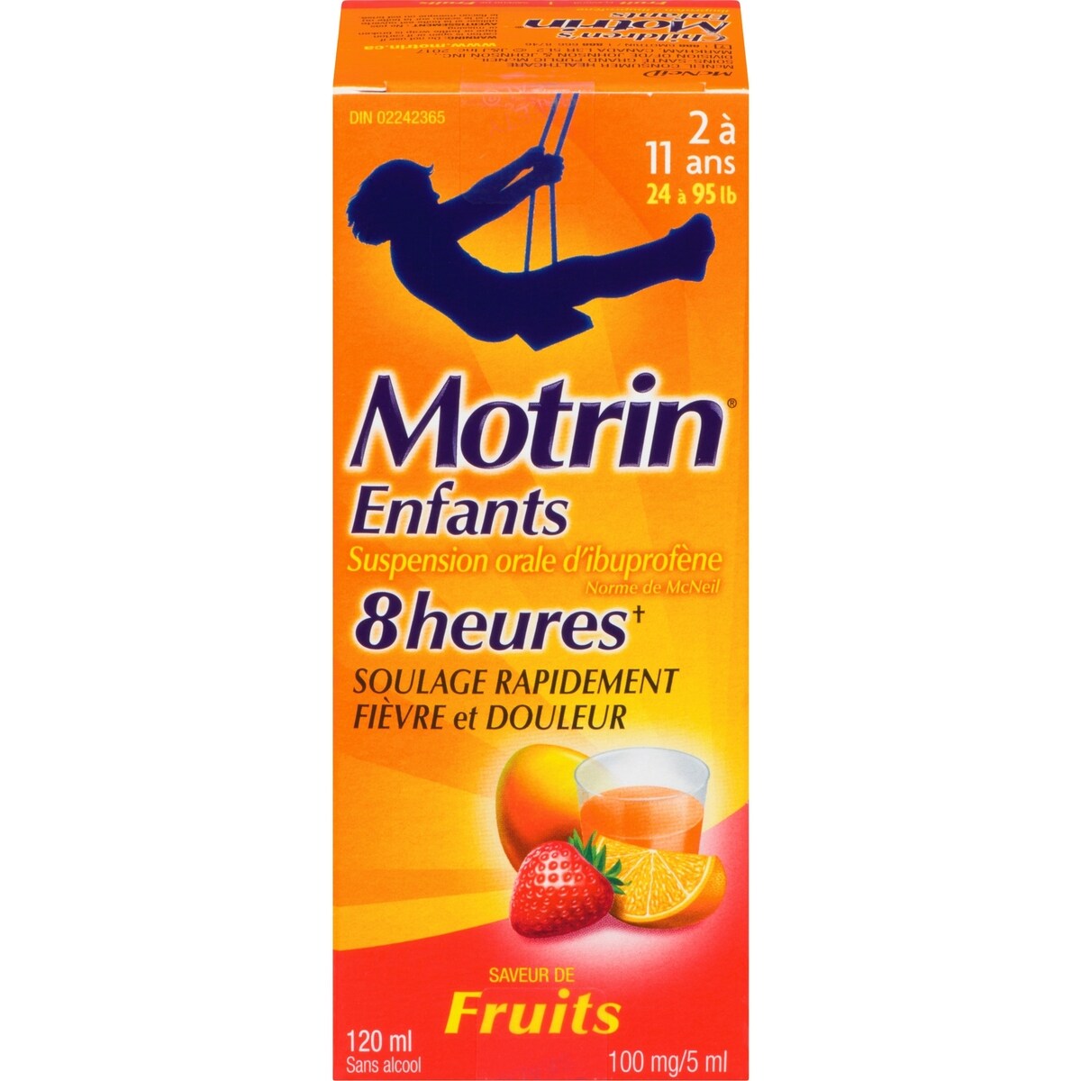 Suspension d'ibuprofène pour enfants, analgésique, saveur de fruits