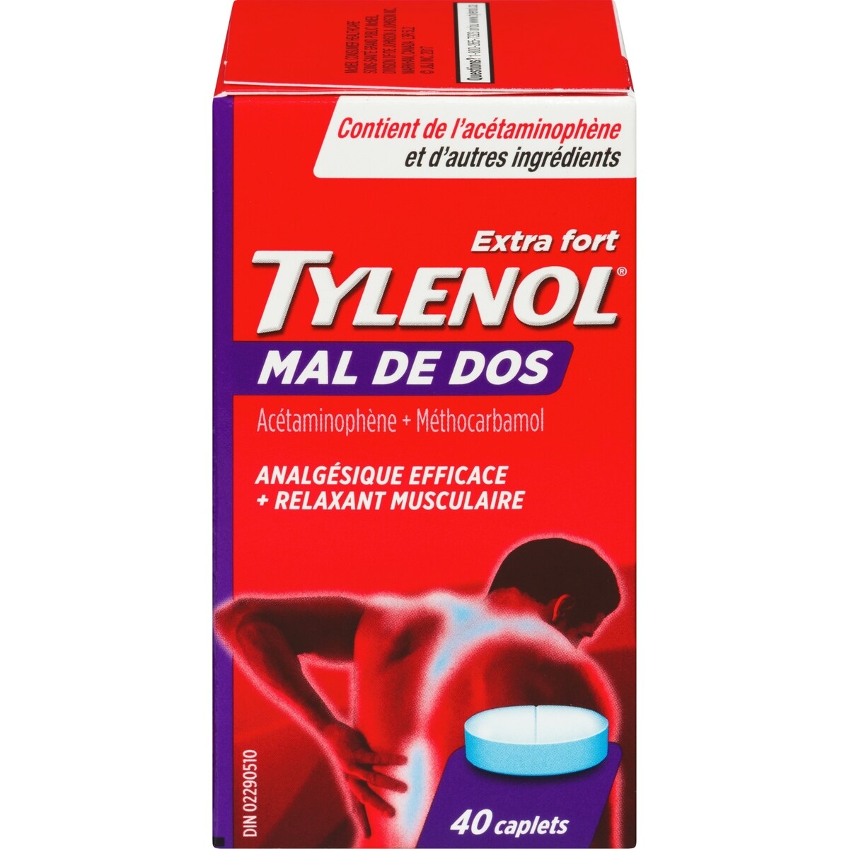 Soulagement du mal de dos et relaxant musculaire, extra fort, caplets