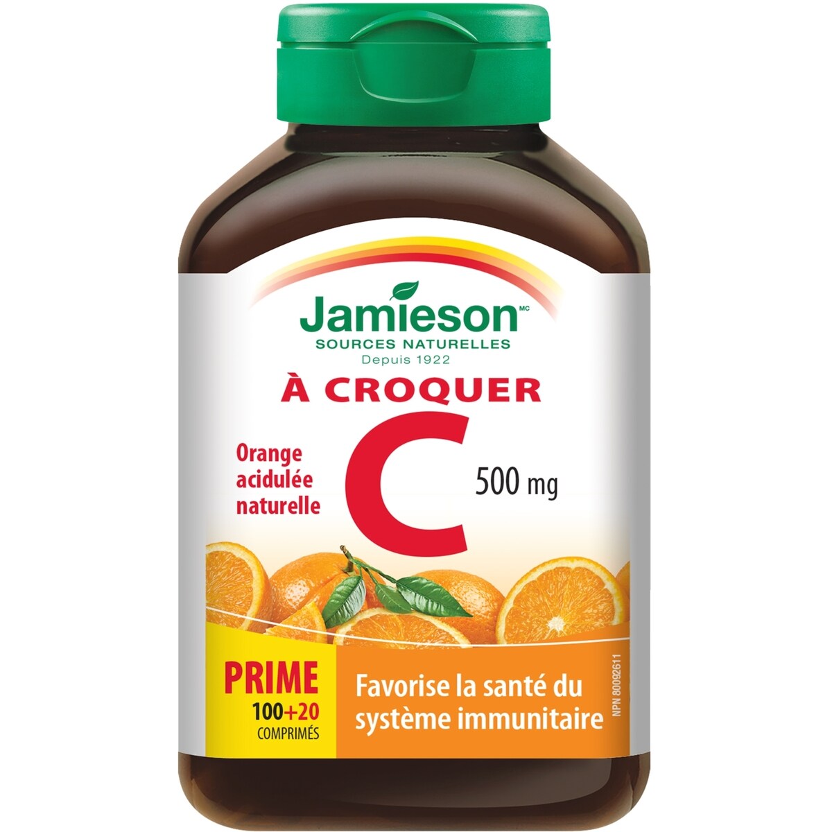 Comprimés à croquer de vitamine C à l’orange acidulée naturelle de , 500 mg