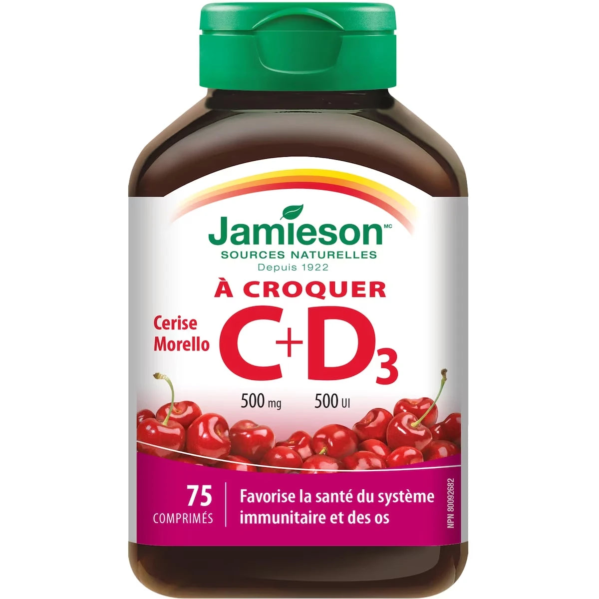 Vitamines C 500 mg + D 500 UI à croquer - Cerise Morello