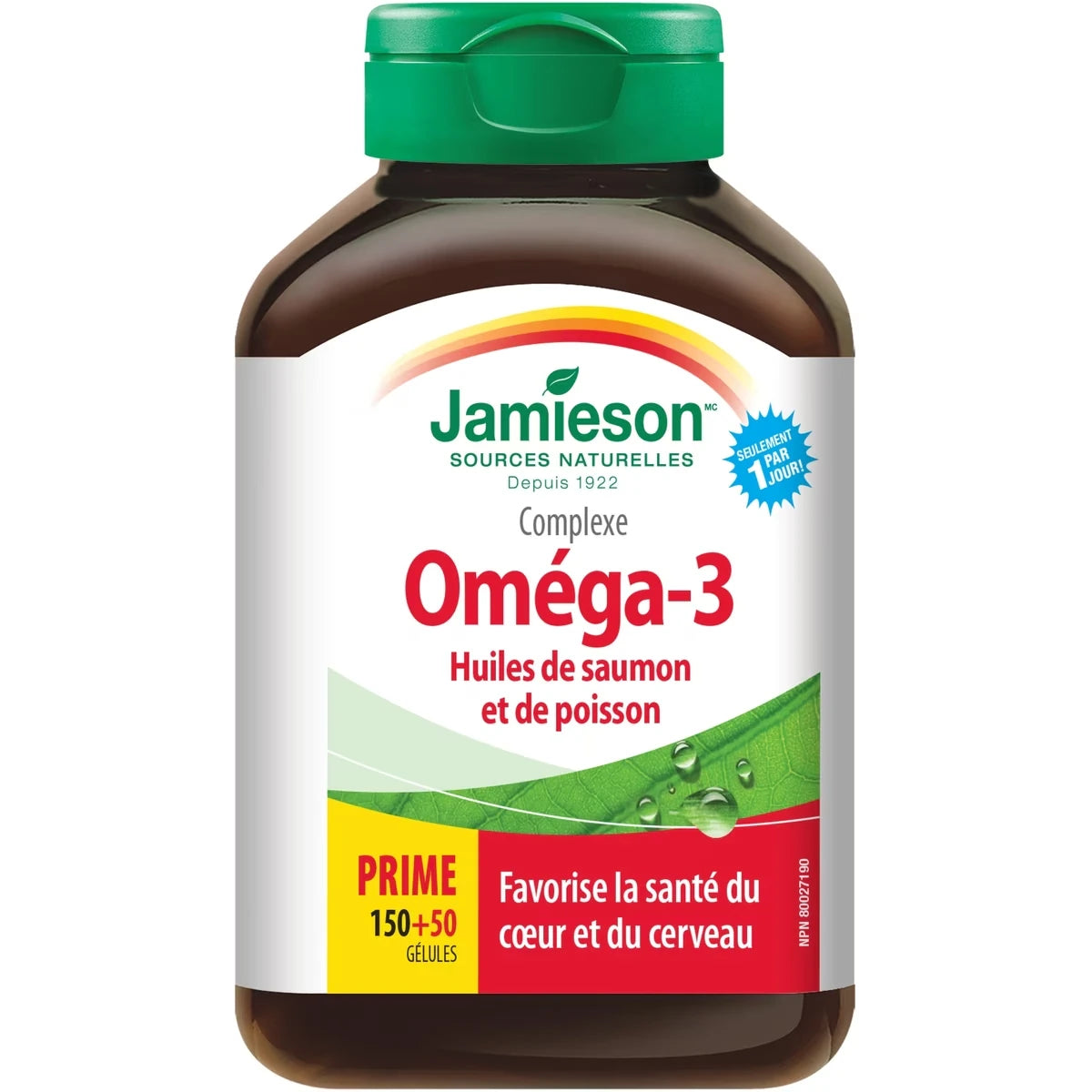 Gélules de complexe oméga-3 huiles de saumon et de poisson 1 000 mg