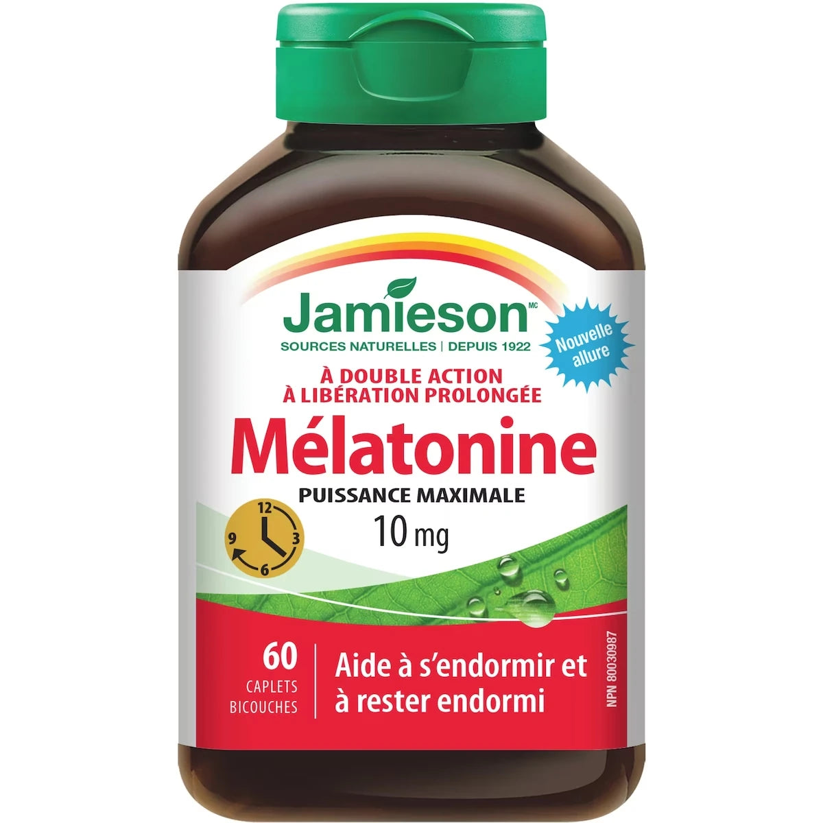 Mélatonine forte puissance de double action à libération prolongée 10 mg