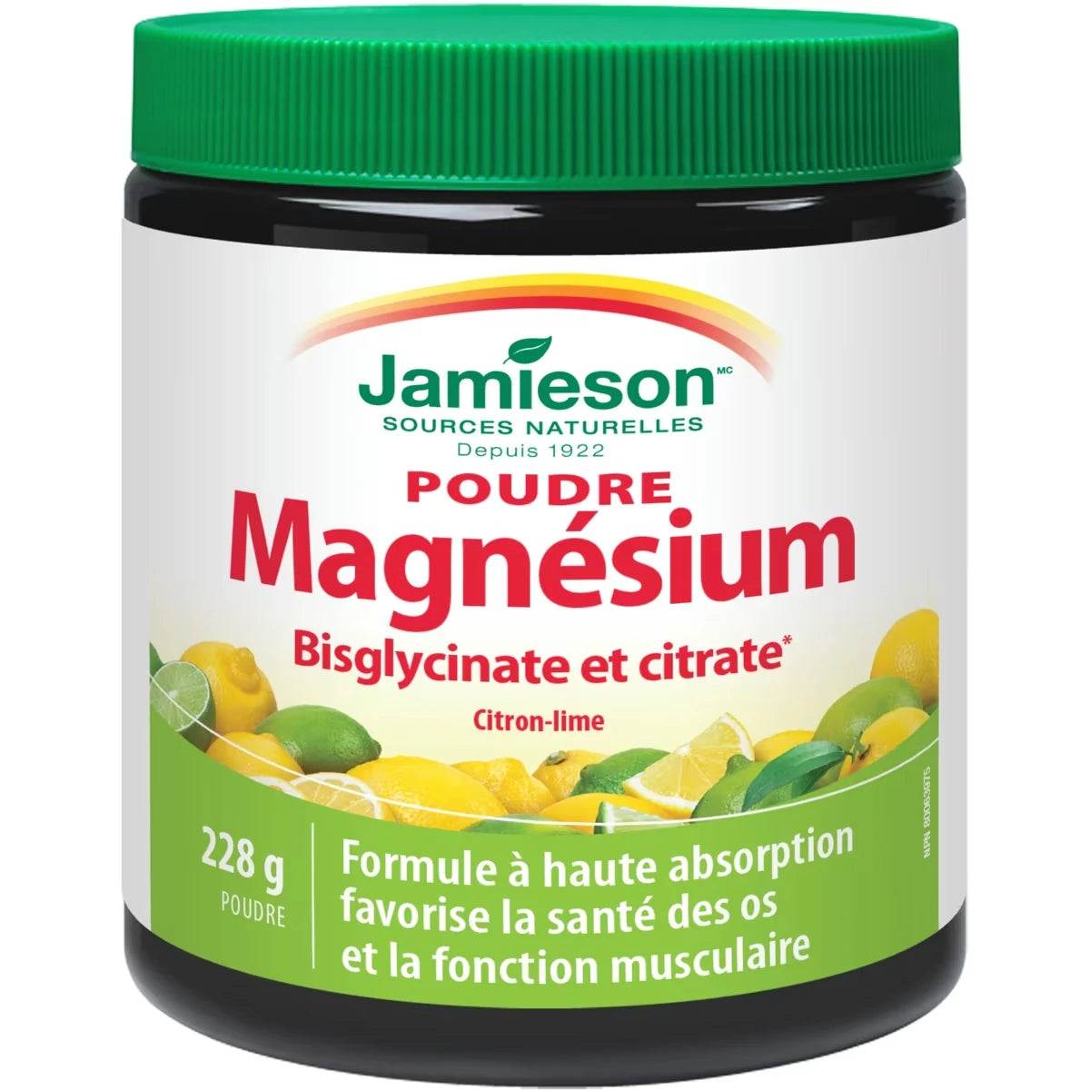 Magnésium Bisglycinate et Citrate Poudre Arôme Naturel de Citron-Lime