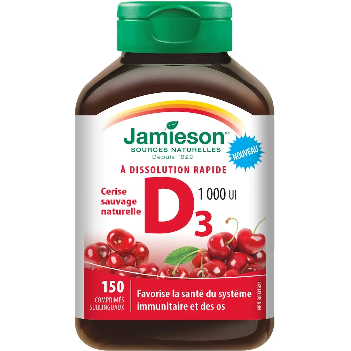 Vitamine D 1 000 UI à dissolution rapide - Cerise