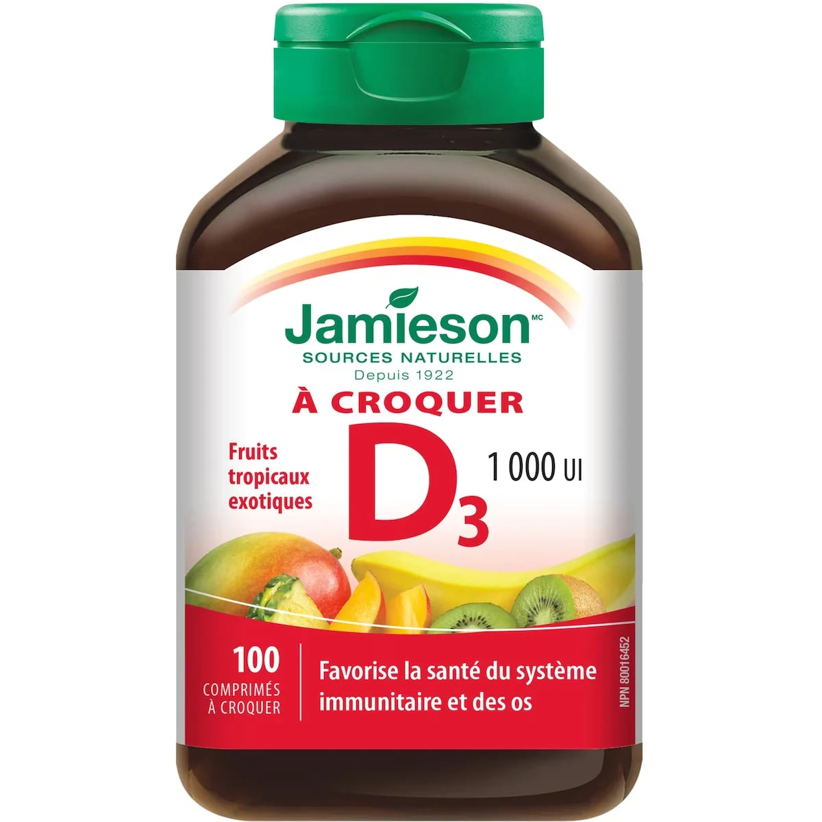 Vitamine D 1 000 UI à Croquer — Saveur Naturelle de Fruits Tropicaux