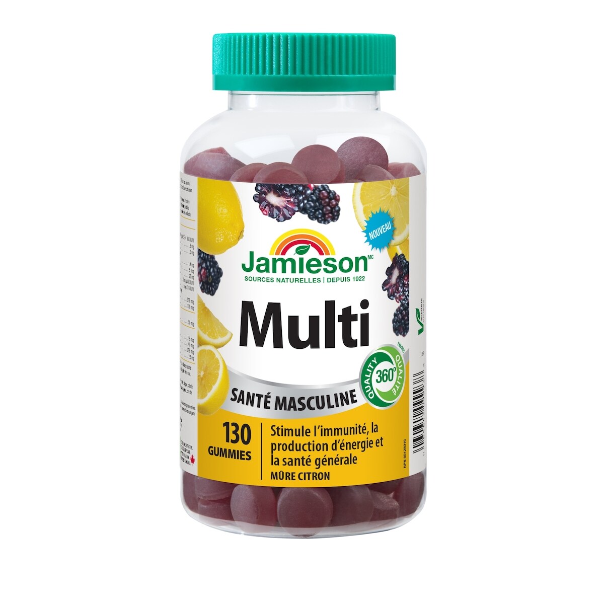 multivitamine pour hommes gummies mûre citron, 130 compter