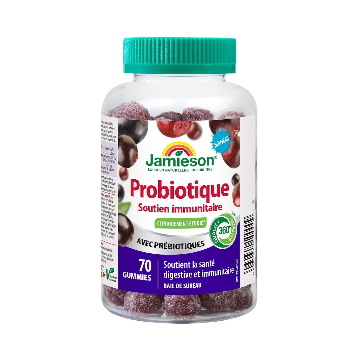 Probiotique immunitaire gummies baie de sureau, 70 compter