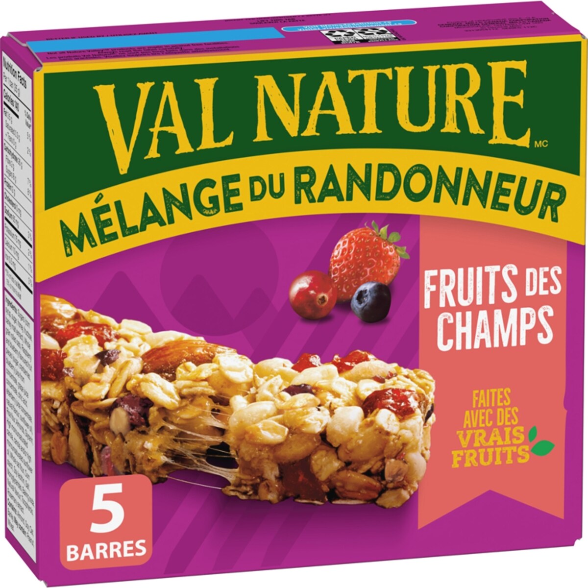 Barres granola tendres Mélange du randonneur aux Fruits des champs