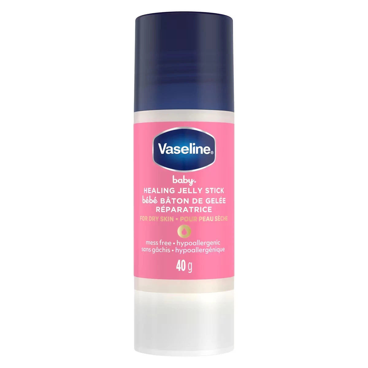 Gelée en bâton pour prévenir et traiter l’érythème fessier, Vaseline gelée de pétrole blanche 100 % comme protecteur cutané, formule hypoallergénique recommandée par les pédiatres, 40g