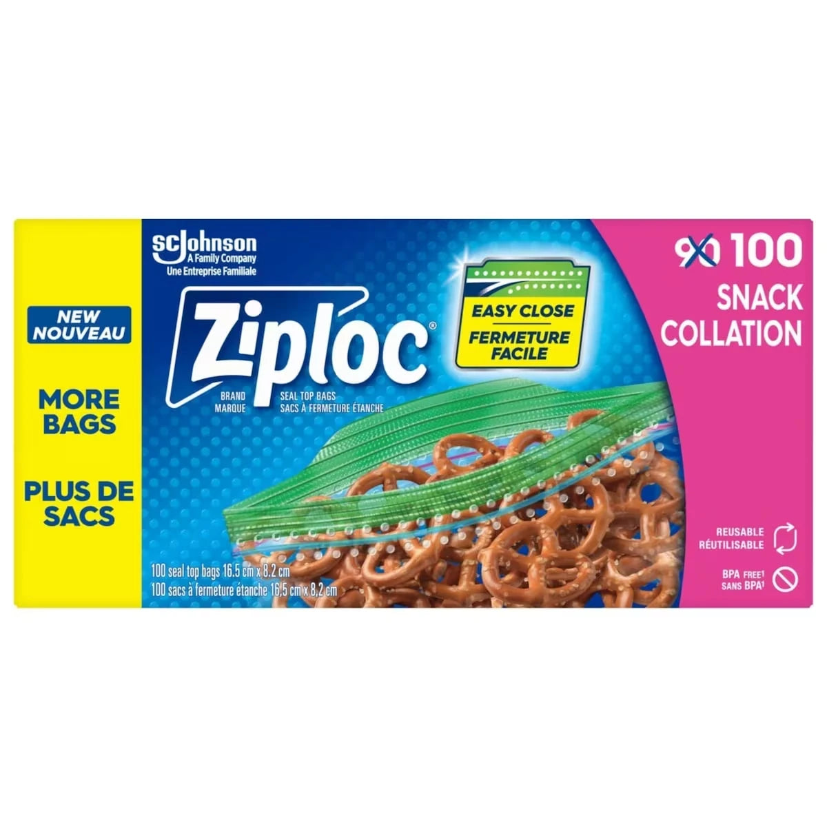 Sacs De Marque Ziploc® Guide Facile Collation 100ct