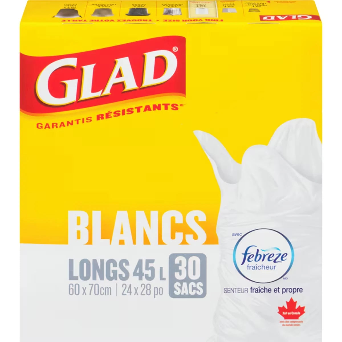 Sacs blancs longs 45 l