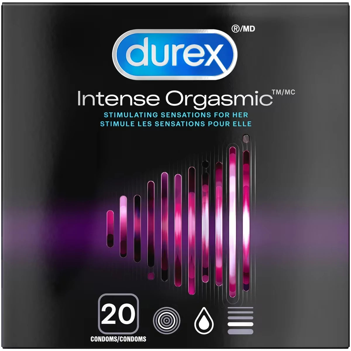 Condoms Intense Orgasmic nervurés microperlés et enrobés d’un gel stimulant