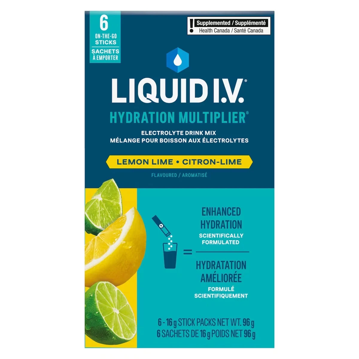 Liquid IV Mélange boisson électrolytes Citron-lime 6 CT