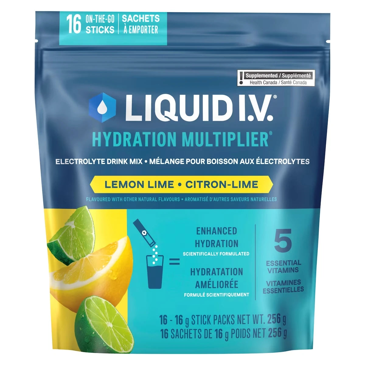 Liquid IV Mélange boisson électrolytes Citron-lime 16 CT
