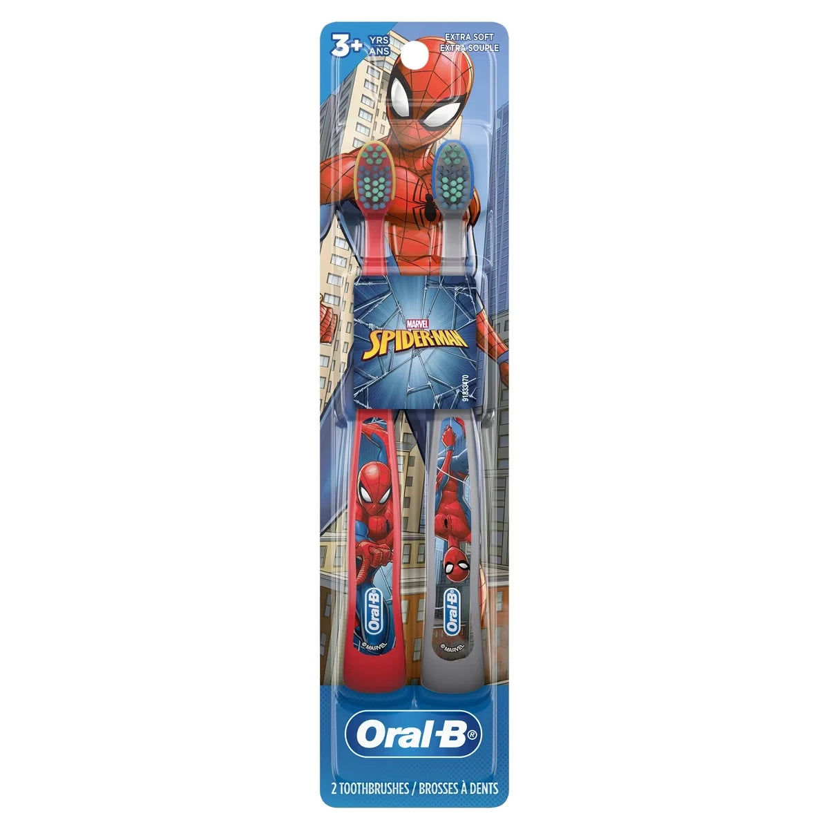 Brosses à dents manuelles pour enfants Oral-B mettant en vedette les personnages du film Spiderman de Marvel, souple, enfants de 3 ans et plus