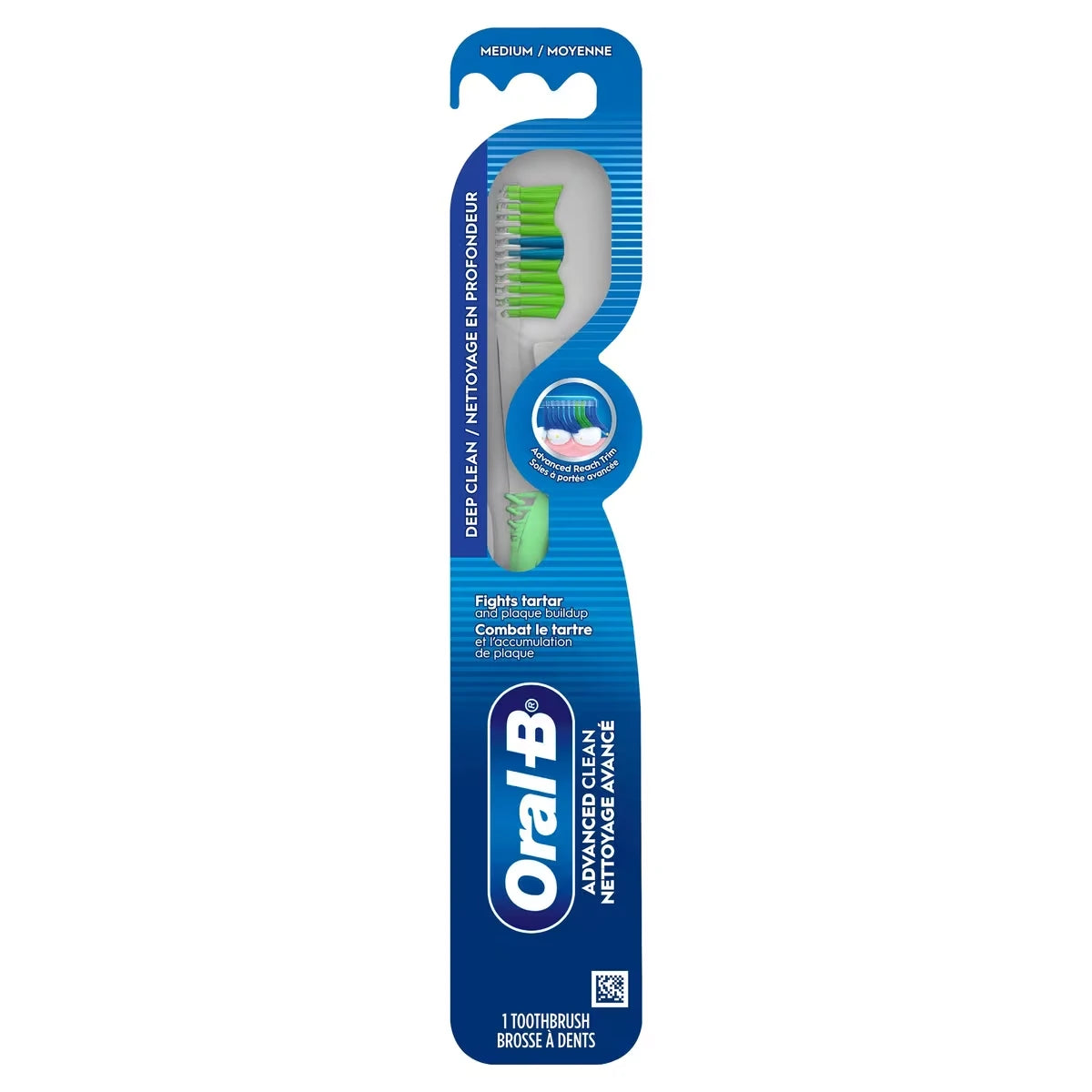 Brosse à dents Oral-B Nettoyage avancé, soies à couleur changeante, moyenne, 1 unité