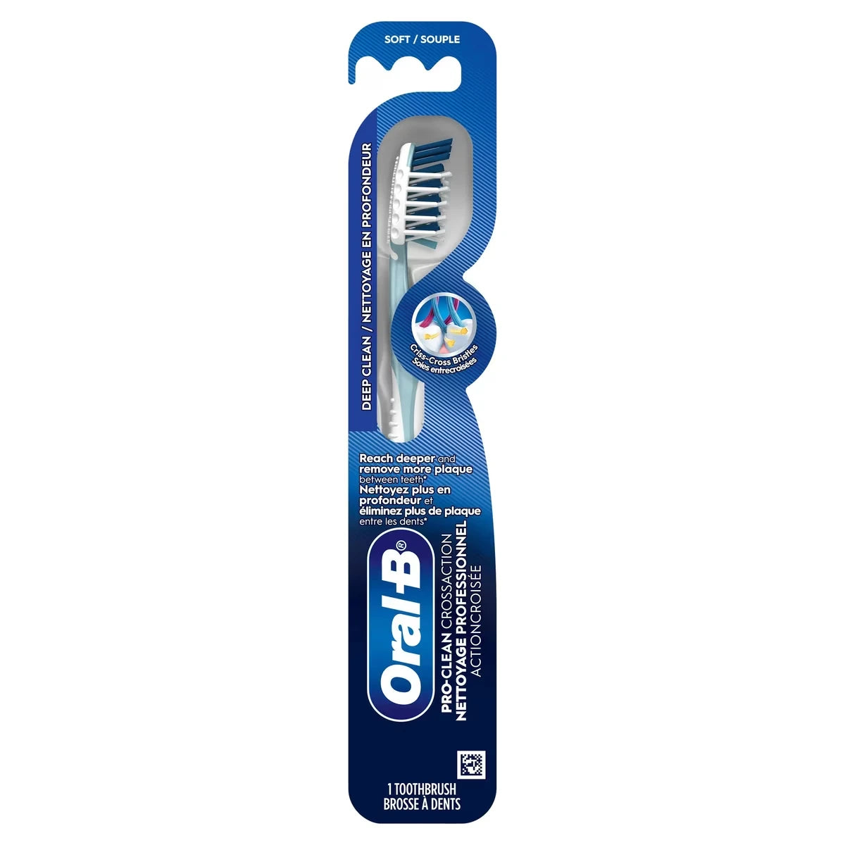 La brosse à dents souple Oral-B Pro-Santé CrossAction Tout-En-Un