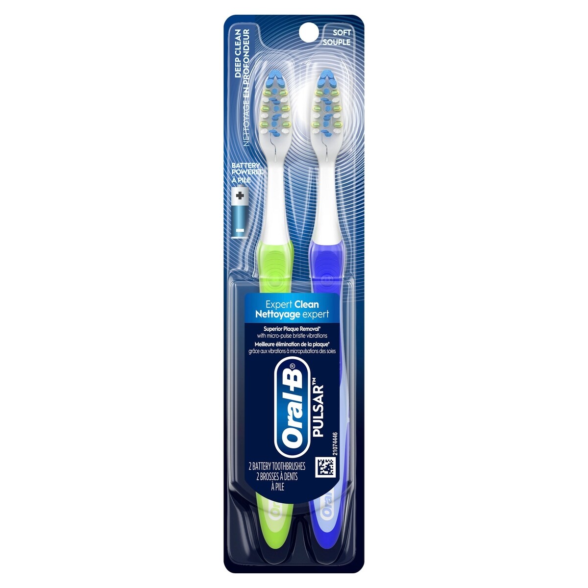 Brosses à dents à pile Oral-B Pro-Santé Pulsar, souple, 2 unités