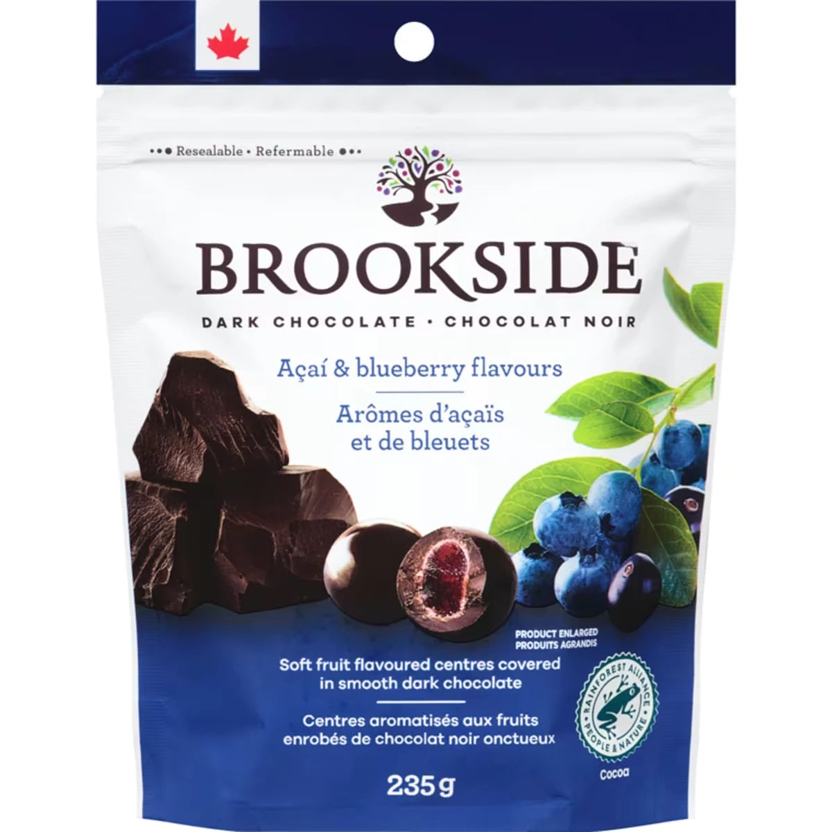 Tablette de chocolat noir, Açaïs et bleuets