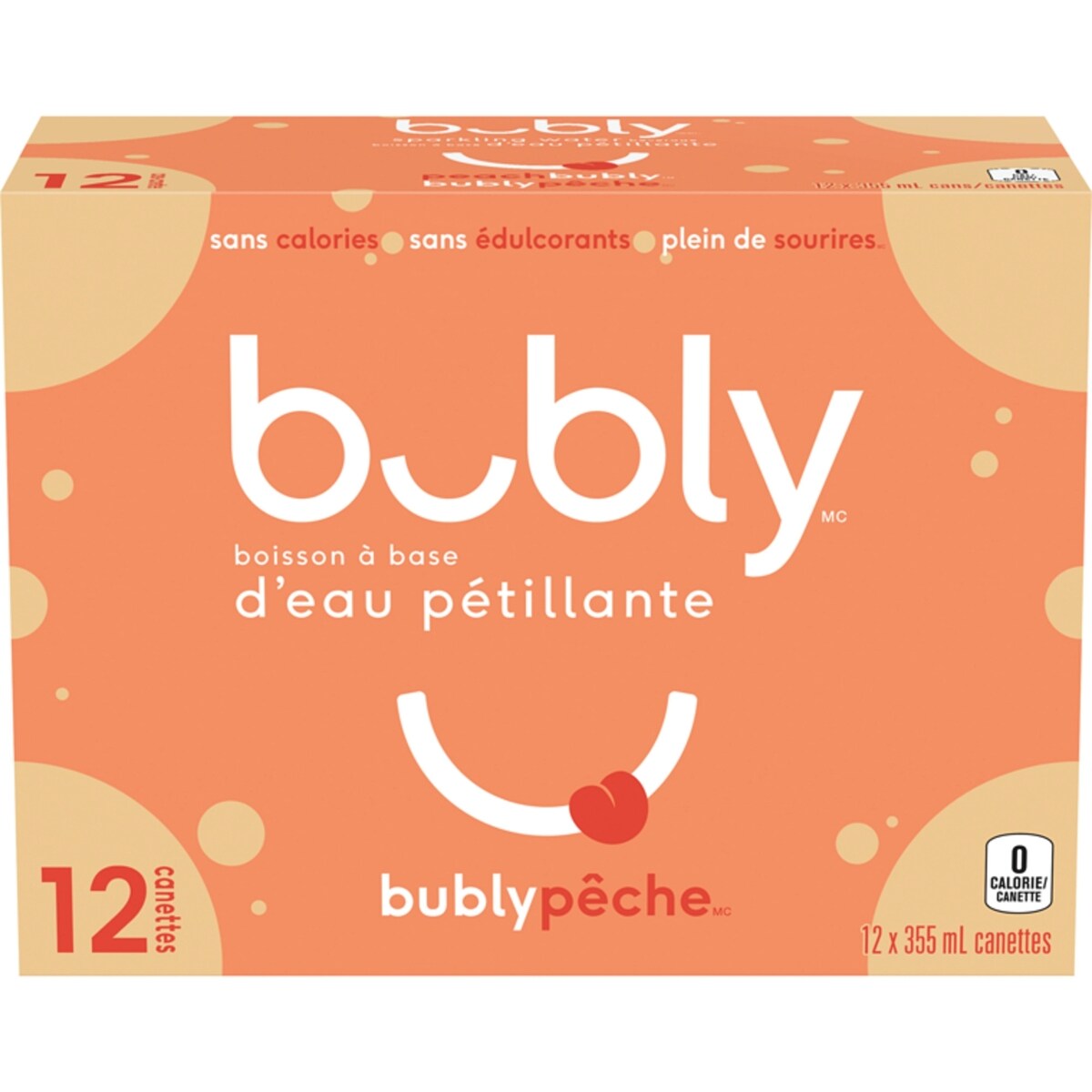 Boisson à base d’eau pétillante bubly pêche