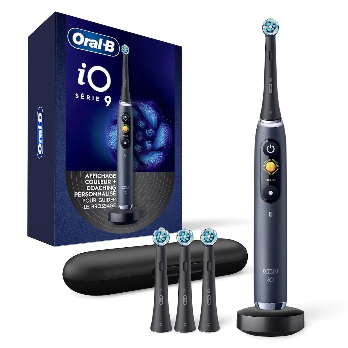 Brosse à dents électrique avec 4 brossettes Oral-B iO Series 9, onyx noir